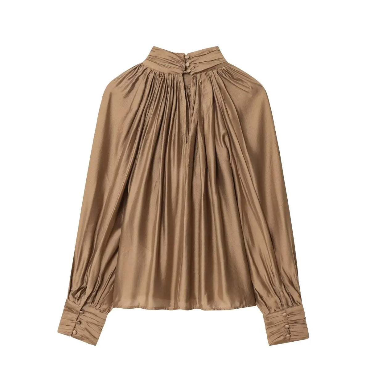 Women's Stand Collar Long Sleeve Blouse