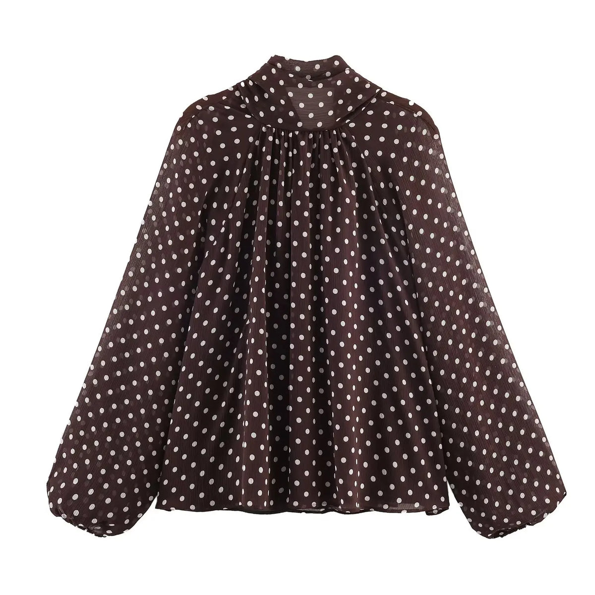 Women's Polka Dot High Neck Blouse