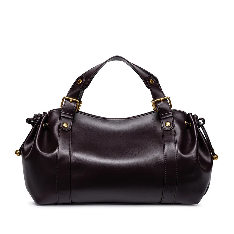 Women's Minimalist Leather Boston Bag
