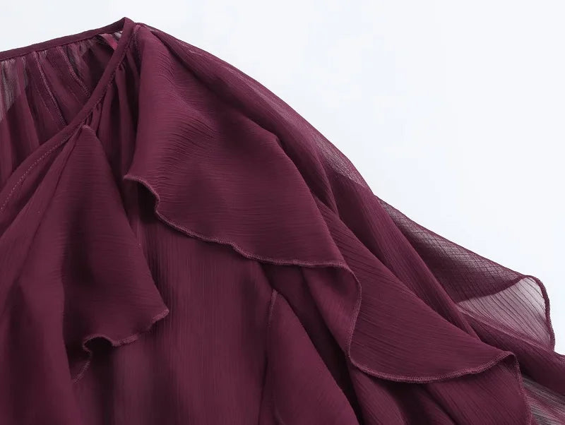 Women's Ruffle Sheer Blouse