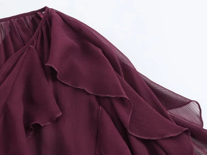Women's Ruffle Sheer Blouse