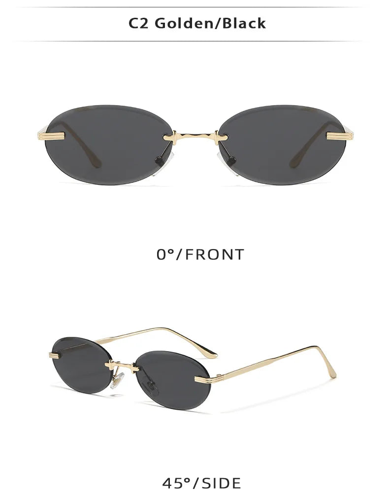 Unisex Y2K Rimless Oval Sunglasses