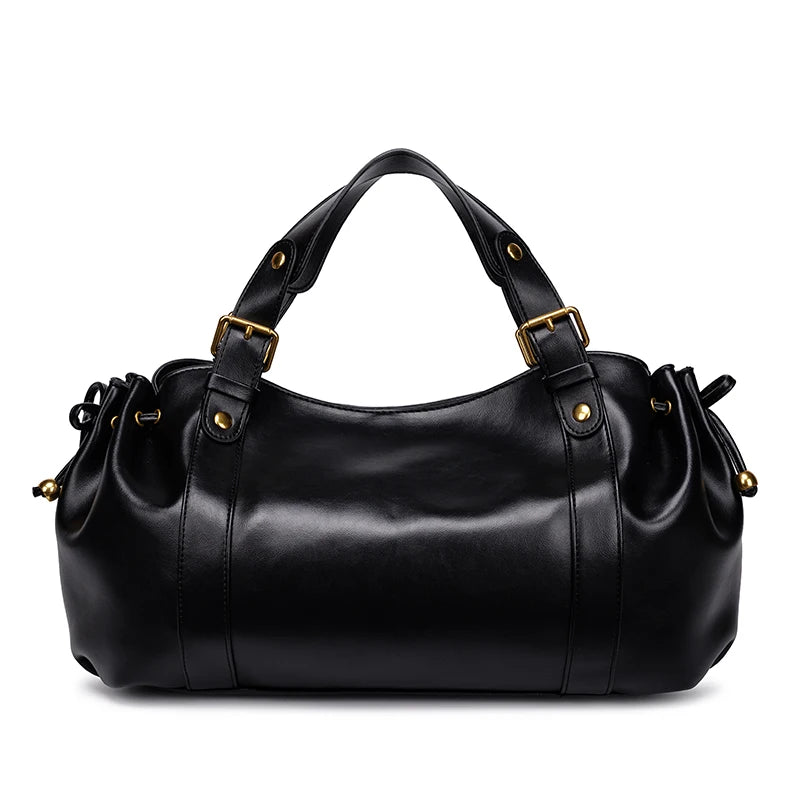 Women's Minimalist Leather Boston Bag