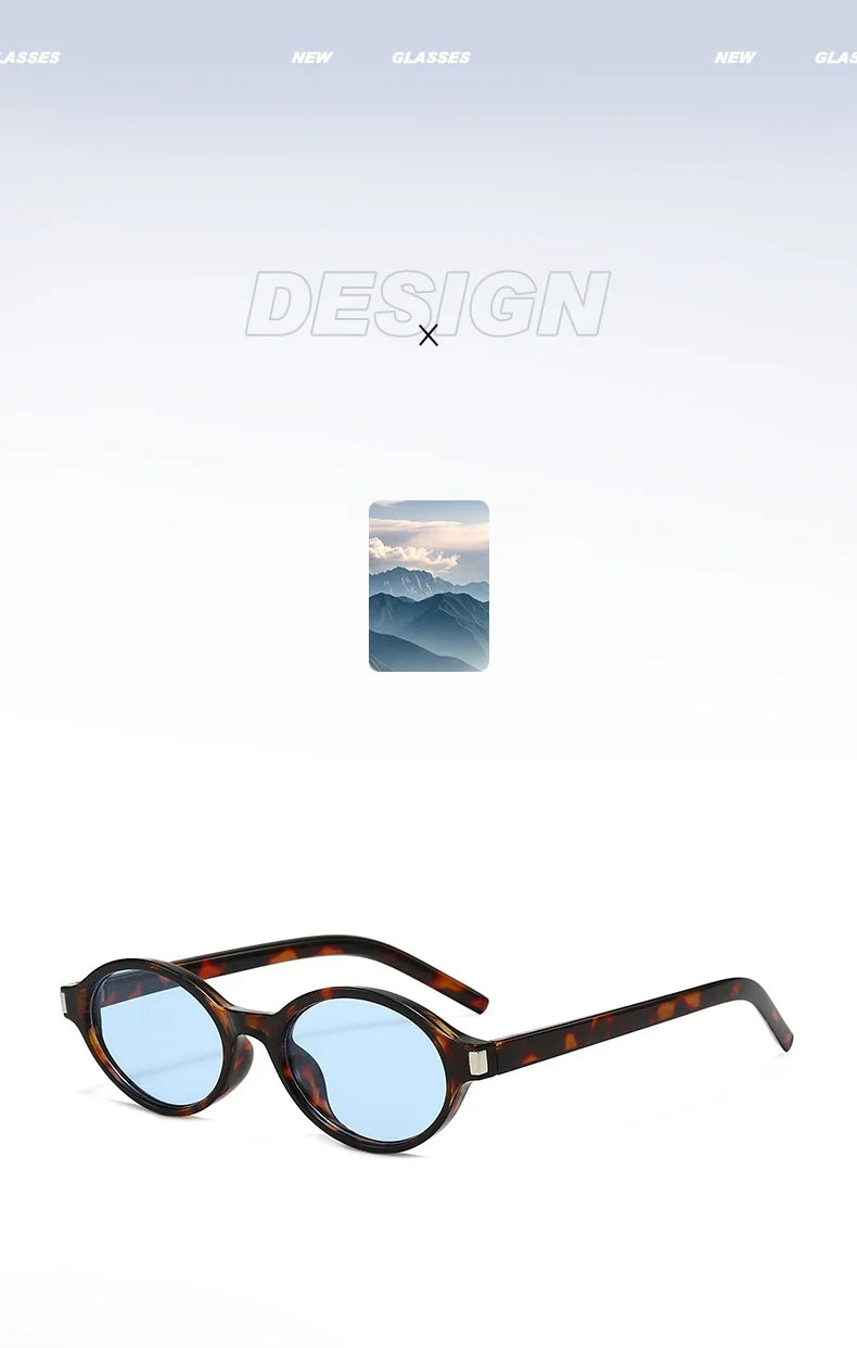 Unisex Retro Oval Sunglasses