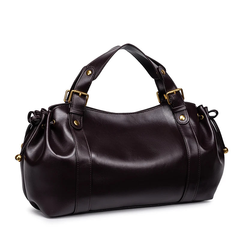 Women's Minimalist Leather Boston Bag