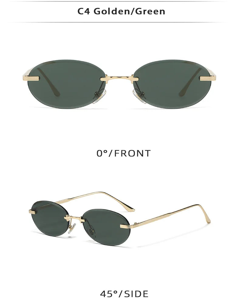 Unisex Y2K Rimless Oval Sunglasses