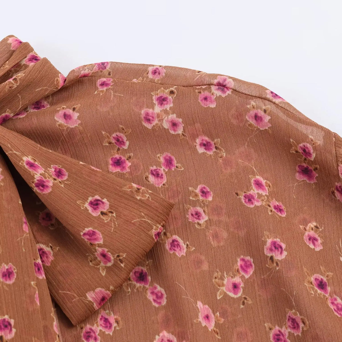 Women's Floral Bow Ruffle Blouse