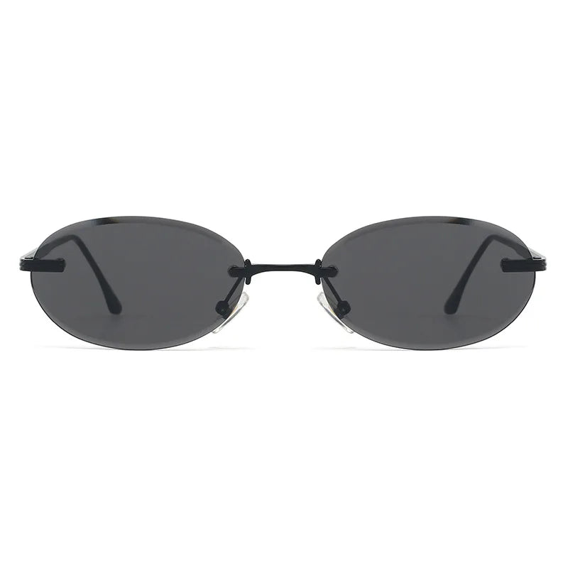 Unisex Y2K Rimless Oval Sunglasses