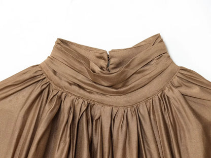 Women's Stand Collar Long Sleeve Blouse