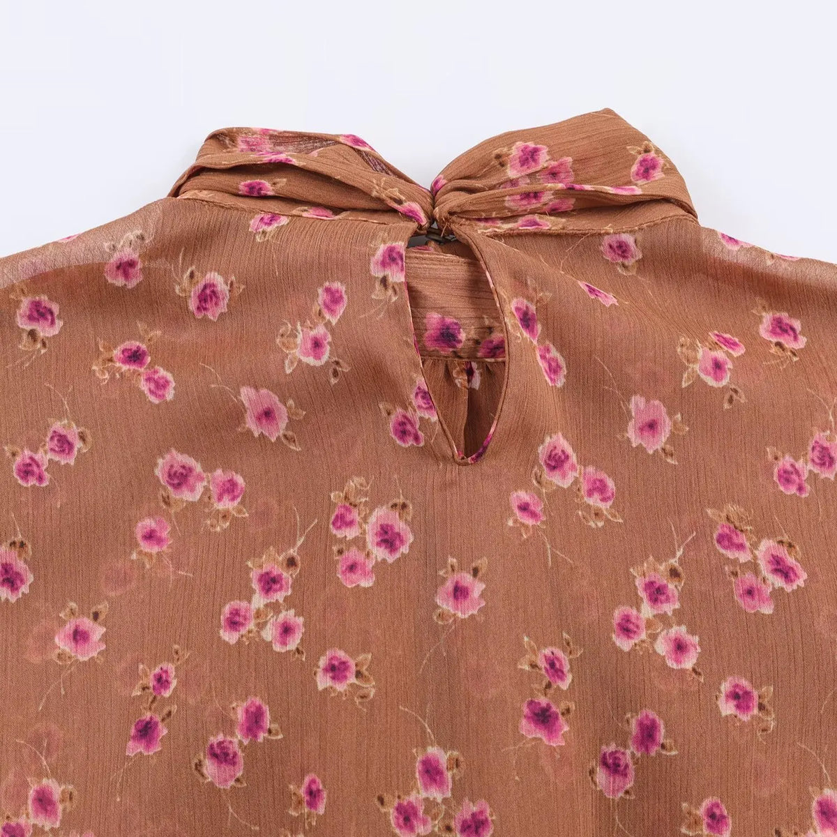 Women's Floral Bow Ruffle Blouse