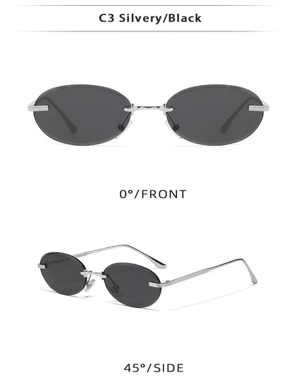Unisex Y2K Rimless Oval Sunglasses