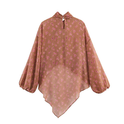Women's Floral Bow Ruffle Blouse