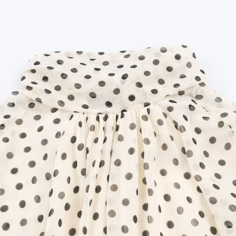 Women's Polka Dot High Neck Blouse