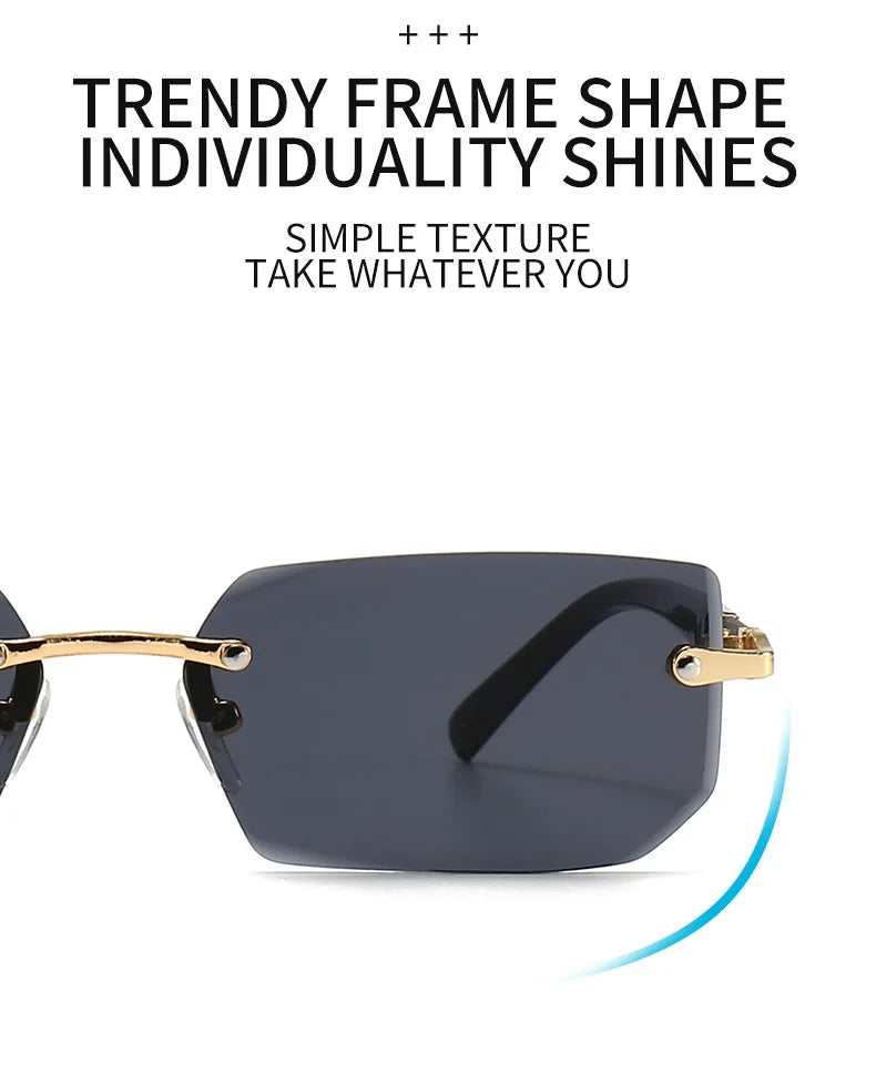Unisex Rimless Rectangle Sunglasses