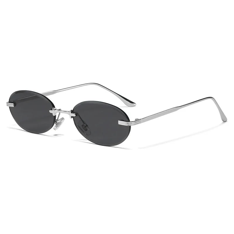 Unisex Y2K Rimless Oval Sunglasses