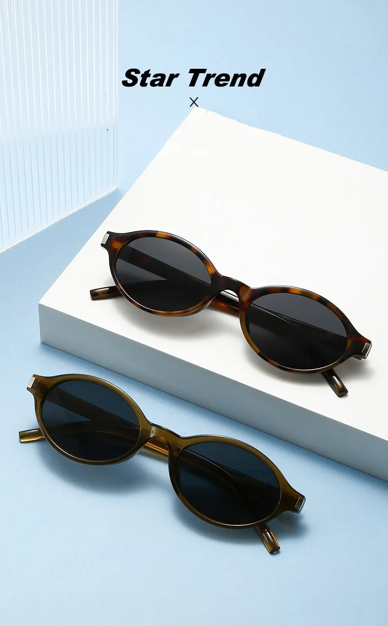 Unisex Retro Oval Sunglasses