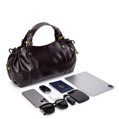 Women's Minimalist Leather Boston Bag