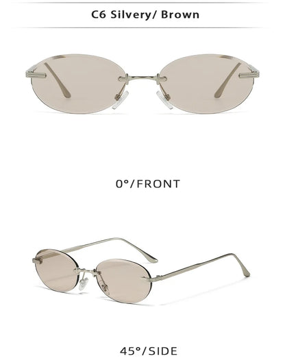 Unisex Y2K Rimless Oval Sunglasses