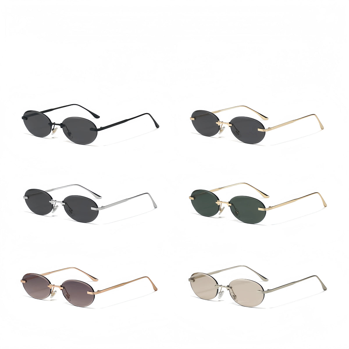 Unisex Y2K Rimless Oval Sunglasses