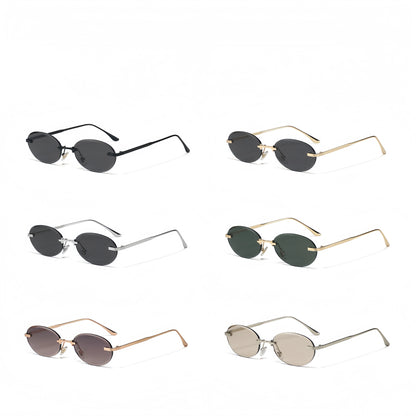 Unisex Y2K Rimless Oval Sunglasses