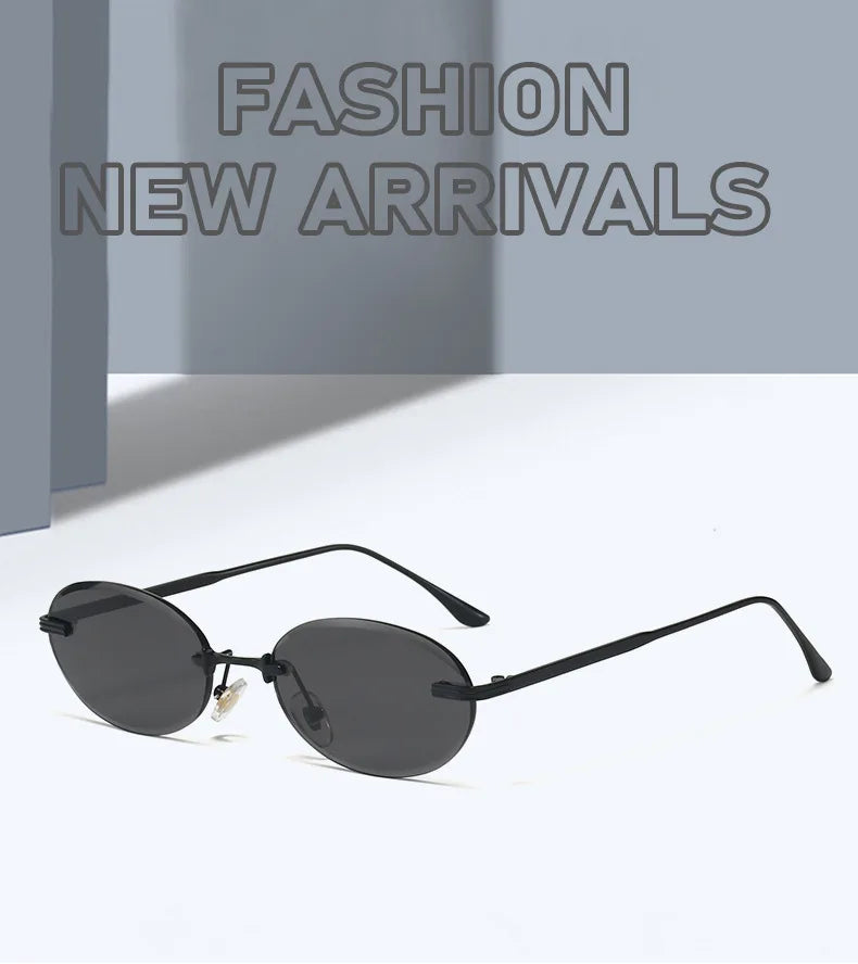 Unisex Y2K Rimless Oval Sunglasses