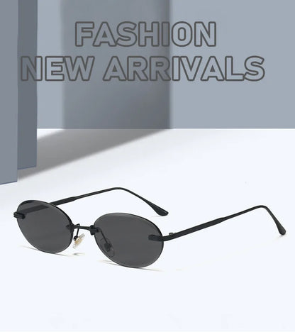 Unisex Y2K Rimless Oval Sunglasses