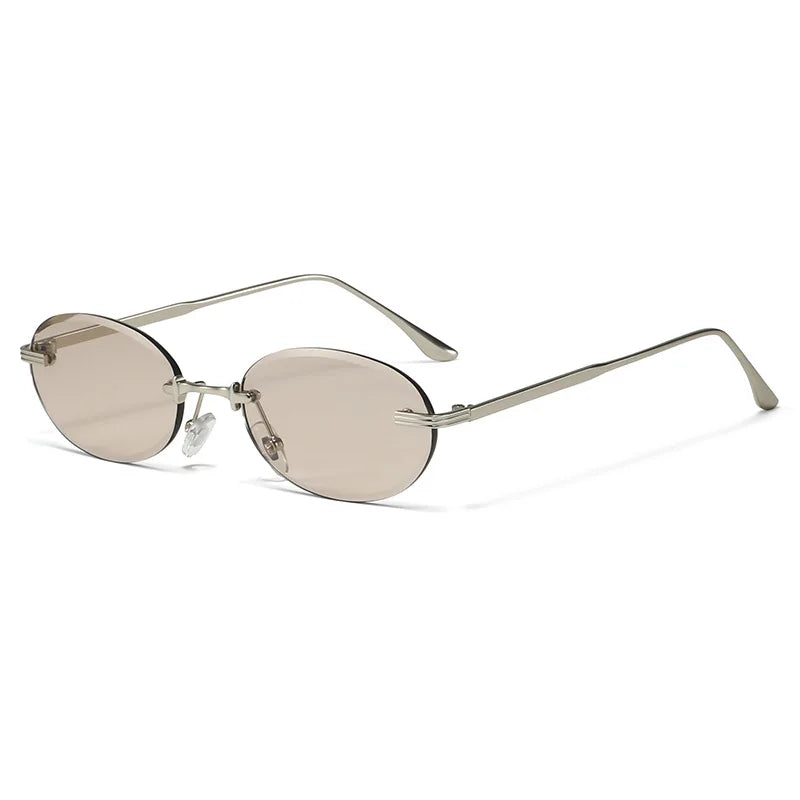 Unisex Y2K Rimless Oval Sunglasses