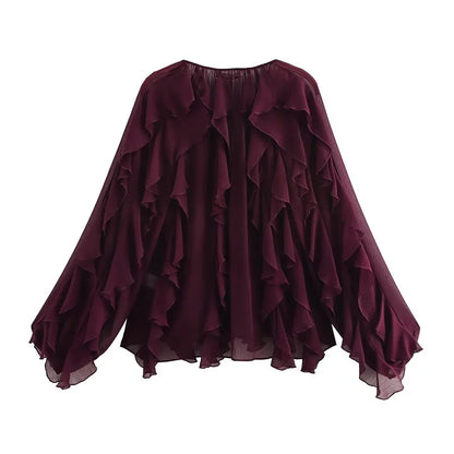 Women's Ruffle Sheer Blouse