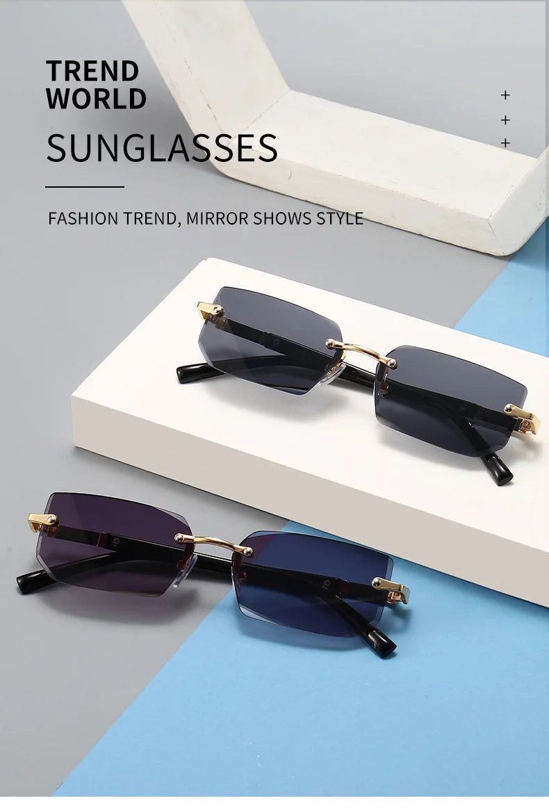 Unisex Rimless Rectangle Sunglasses