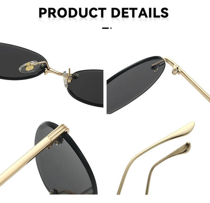 Unisex Y2K Rimless Oval Sunglasses
