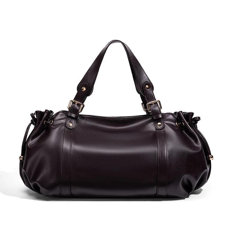 Women's Minimalist Leather Boston Bag