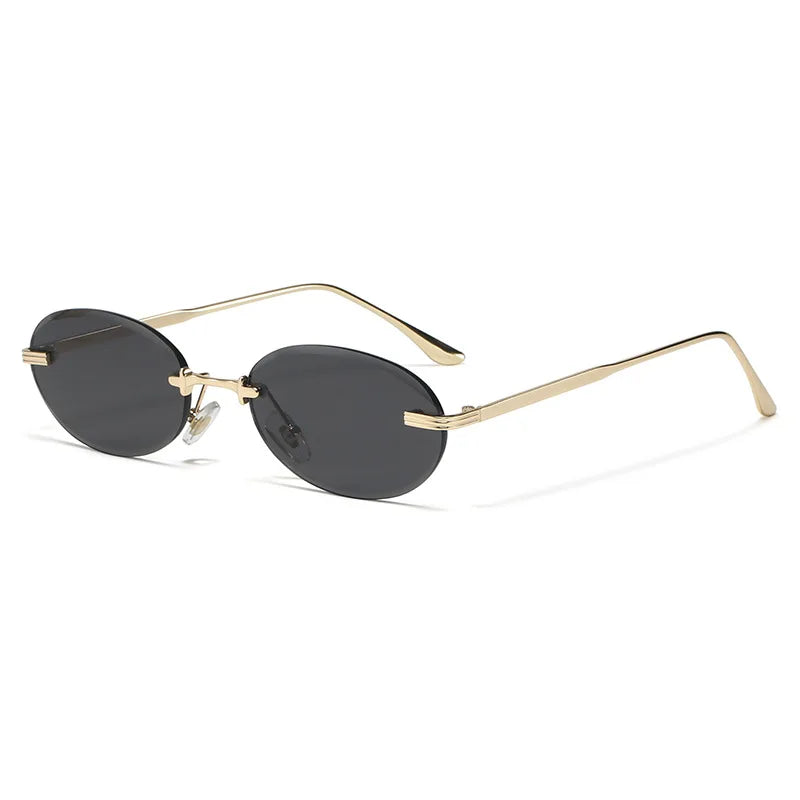 Unisex Y2K Rimless Oval Sunglasses