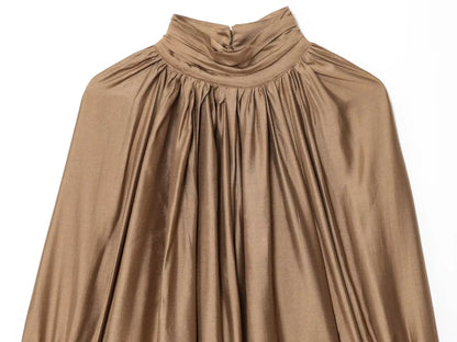 Women's Stand Collar Long Sleeve Blouse