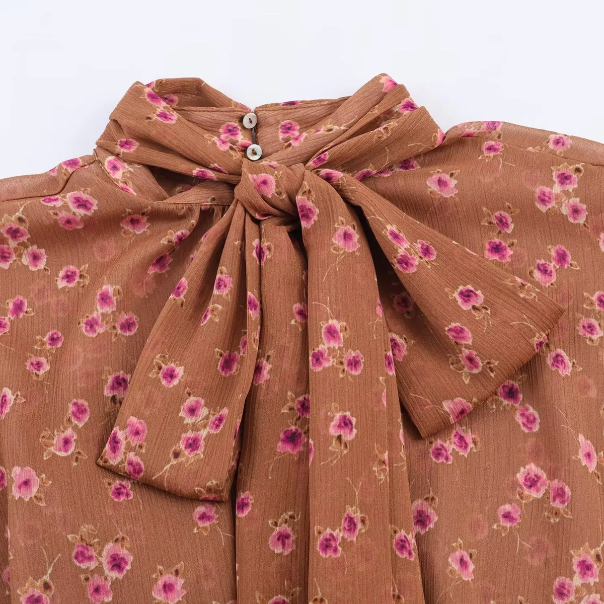 Women's Floral Bow Ruffle Blouse