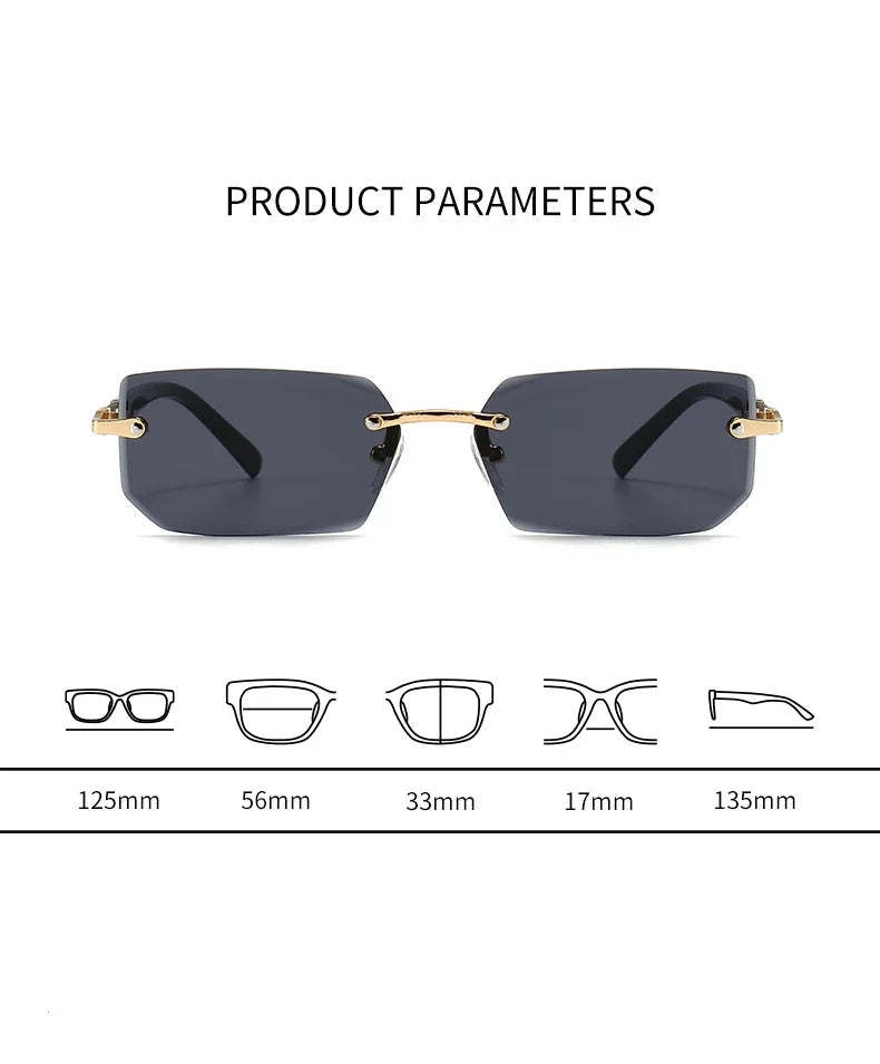 Unisex Rimless Rectangle Sunglasses