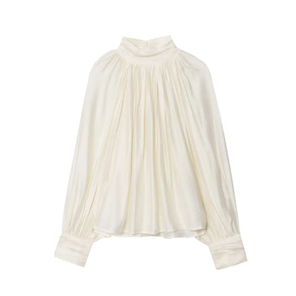 Women's Stand Collar Long Sleeve Blouse