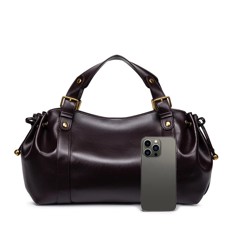 Women's Minimalist Leather Boston Bag