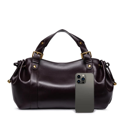 Women's Minimalist Leather Boston Bag