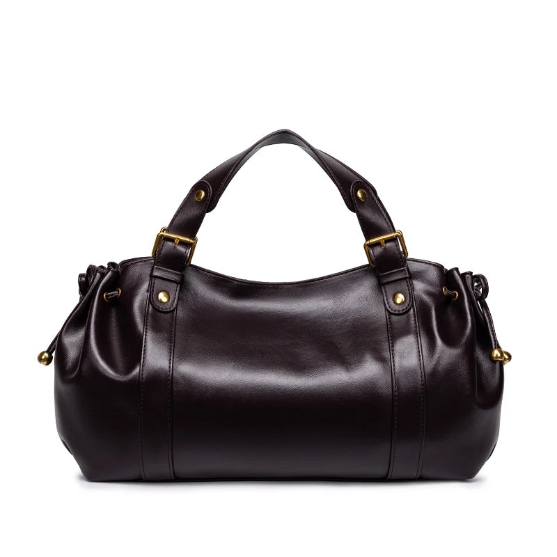 Women's Minimalist Leather Boston Bag