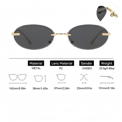 Unisex Y2K Rimless Oval Sunglasses