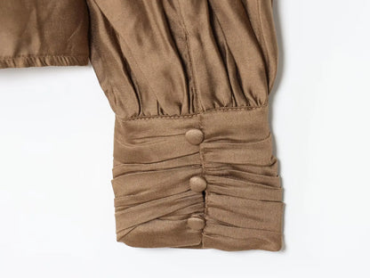 Women's Stand Collar Long Sleeve Blouse