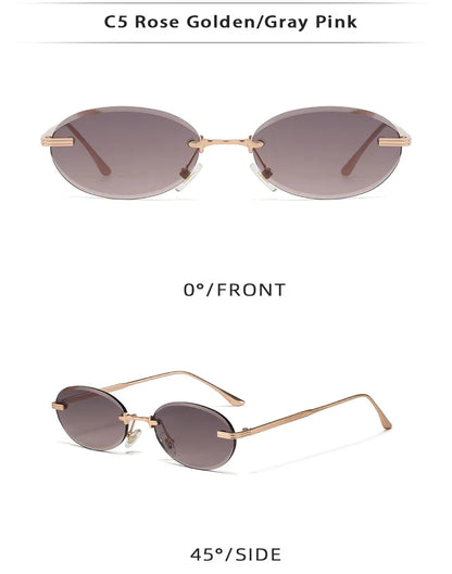 Unisex Y2K Rimless Oval Sunglasses