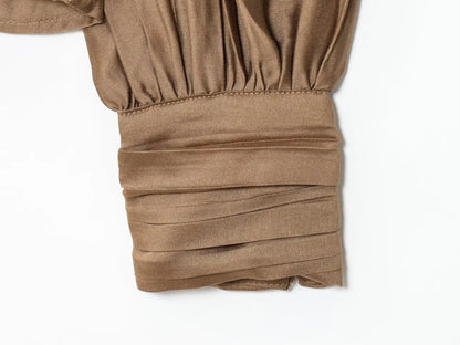 Women's Stand Collar Long Sleeve Blouse