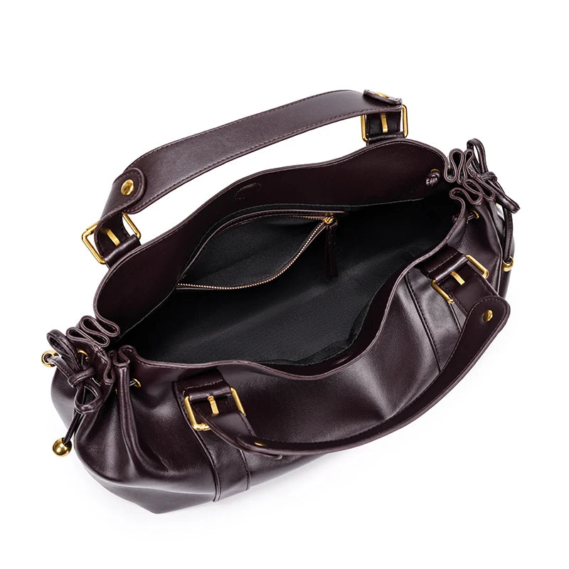 Women's Minimalist Leather Boston Bag