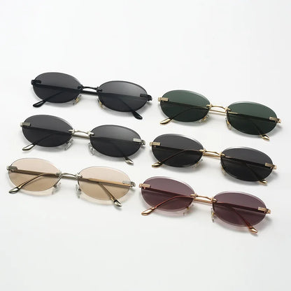 Unisex Y2K Rimless Oval Sunglasses