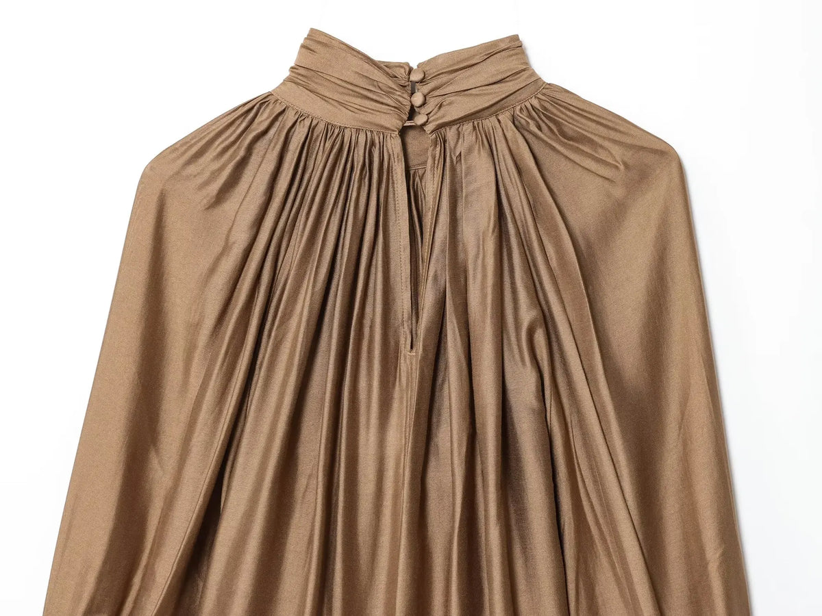 Women's Stand Collar Long Sleeve Blouse