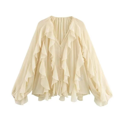 Women's Ruffle Sheer Blouse