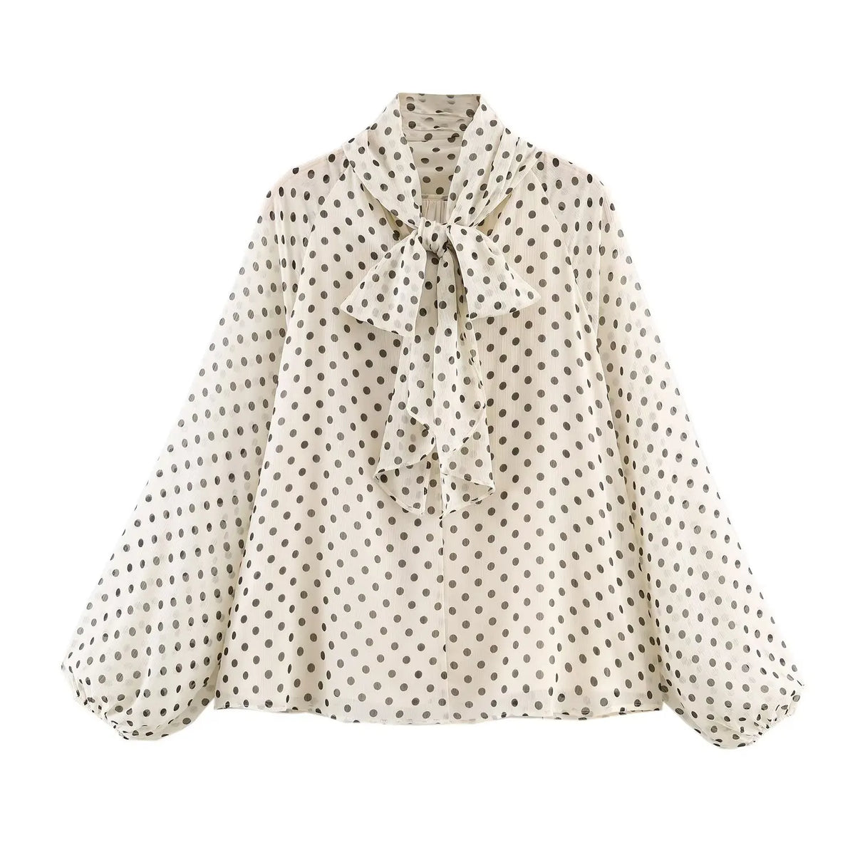 Women's Polka Dot High Neck Blouse