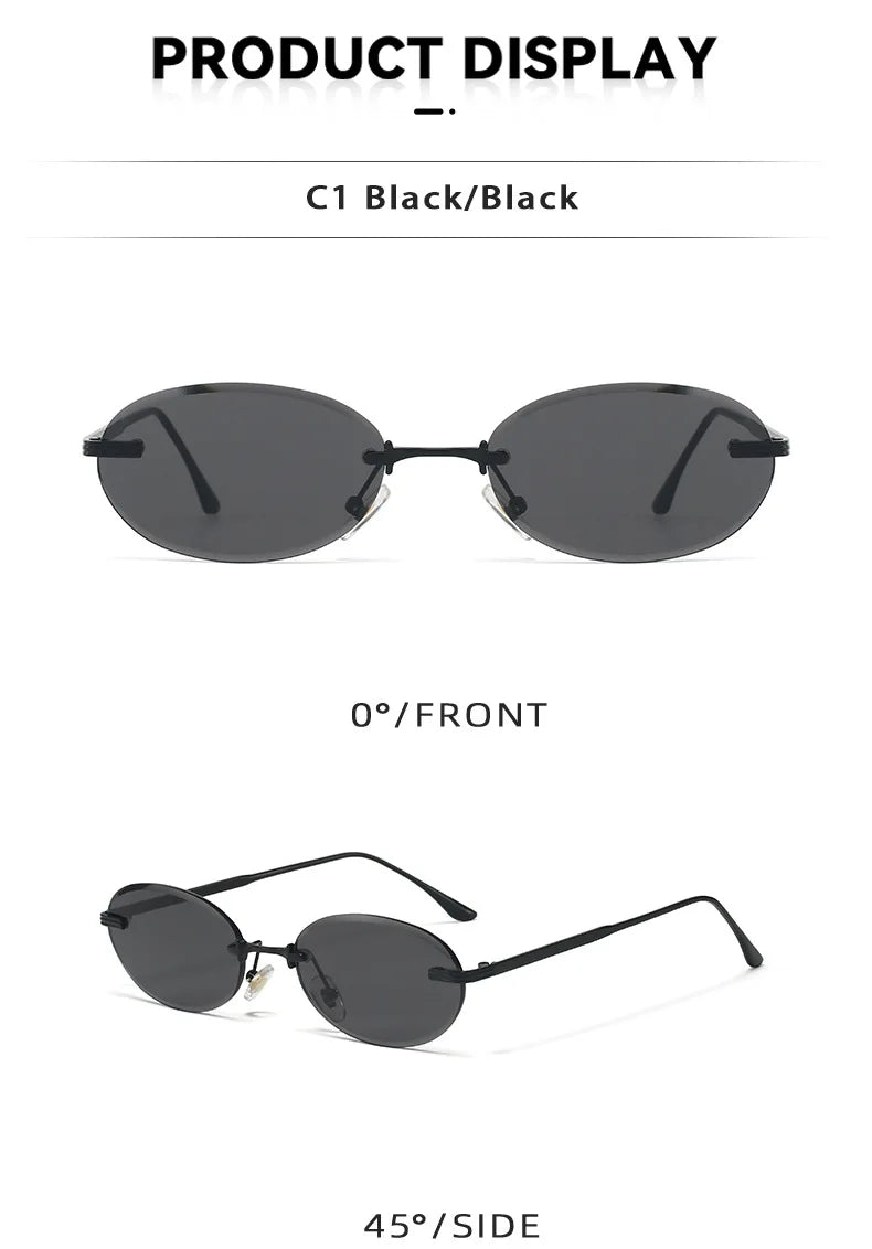 Unisex Y2K Rimless Oval Sunglasses