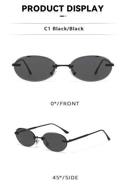 Unisex Y2K Rimless Oval Sunglasses